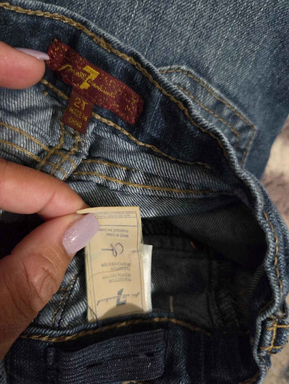 7 For All Mankind Dark Blue Rolled-Hem Denim Size 2